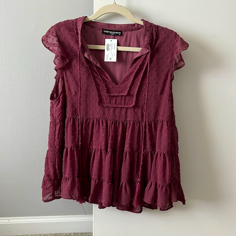 Shop Neighbor Women’s Rose Blossom Dot Chiffon Top size Medium